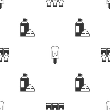 Sütlü şişe, dondurma ve dikişsiz şablonla şişelenmiş. Vektör