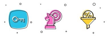 Anahtar, Satranç ve Lider yönetim simgesini ayarla. Vektör