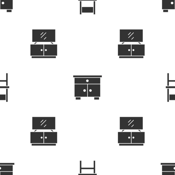 Ställ Stol Möbler Nattduksbord Och Bord Sömlöst Mönster Vektor — Stock vektor