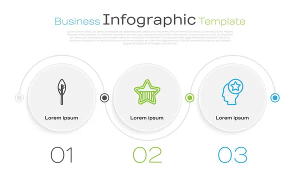 Fijar Línea Pluma India Día Independencia Cabeza Plantilla Infografía Empresarial — Vector de stock