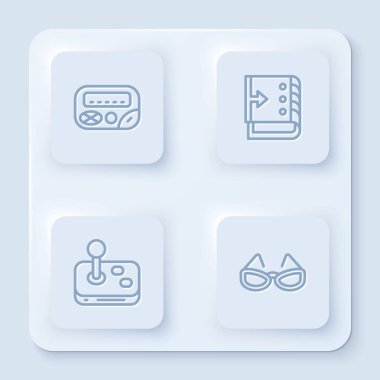 Çağrı cihazını, ses karıştırıcı kontrolörünü, Joystick 'i ve gözlüğü ayarla. Beyaz kare düğme. Vektör