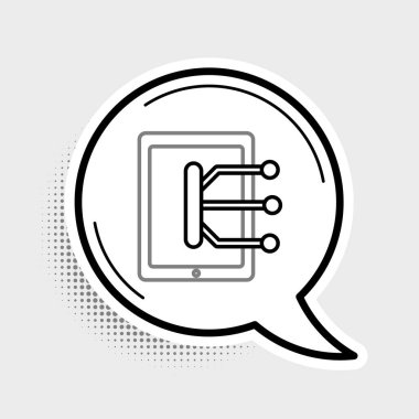 Çizgi Tableti simgesi gri arkaplanda izole edildi. Renkli taslak konsepti. Vektör