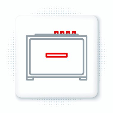 Beyaz arkaplanda Gitar amfisi simgesi izole edildi. Müzik aleti. Renkli taslak konsepti. Vektör