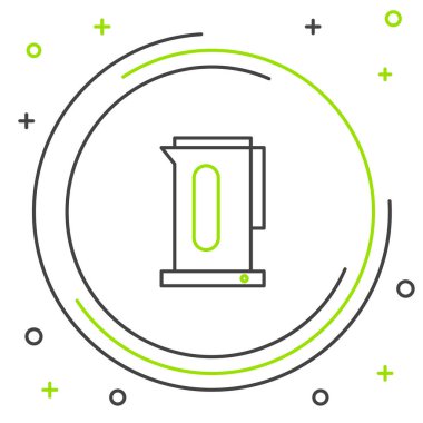 Beyaz arkaplanda ikonu olan çizgi çaydanlığı izole edildi. Çaydanlık ikonu. Renkli taslak konsepti. Vektör