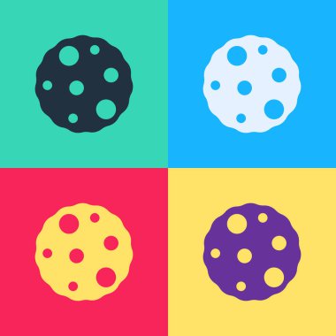 Pop Art Cookie ya da çikolata ikonlu bisküvi renkli arka planda izole. Vektör