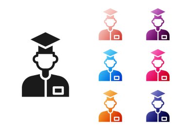 Siyah laboratuvar yardımcı simgesi beyaz arkaplanda izole edildi. Simgeleri renklendirin. Vektör