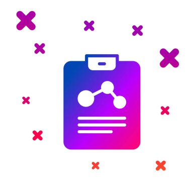 Beyaz arkaplanda izole edilmiş renk kimyası raporu simgesi. Kademeli rastgele dinamik şekiller. Vektör