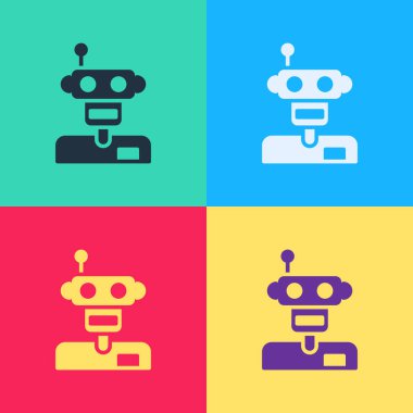 Pop Art Robot simgesi renk arkaplanında izole edildi. Vektör