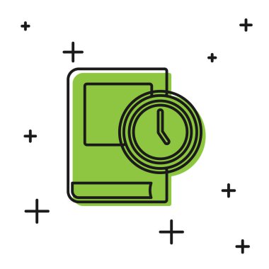 Kitap simgesi için Siyah Saat beyaz arkaplanda izole edildi. Vektör