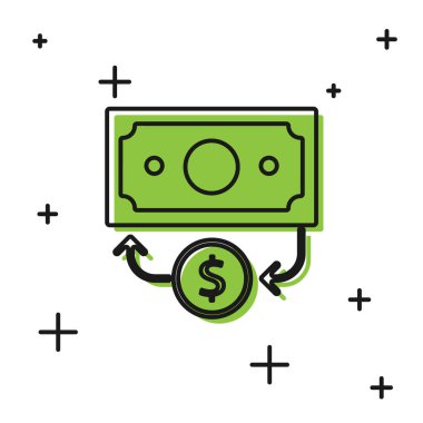 Siyah Yığınlar kağıt para para ikonu beyaz arka planda izole. Para desteleri. Para birimi. Vektör