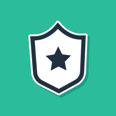 Mavi Askeri ödül ikonu yeşil arka planda izole edildi. Ordu işareti. Vektör