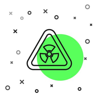 Beyaz zemin üzerinde radyasyon sembolü olan siyah çizgi üçgeni işareti. Vektör