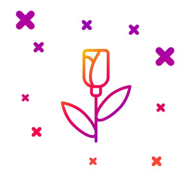 Renk çizgisi çiçek gül simgesi beyaz arkaplanda izole edildi. Kademeli rastgele dinamik şekiller. Vektör