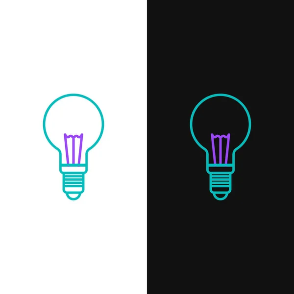 Ligne Ampoule avec concept d'icône d'idée isolé sur fond blanc et noir. Énergie et symbole d'idée. Concept d'inspiration. Concept de contour coloré. Vecteur — Image vectorielle