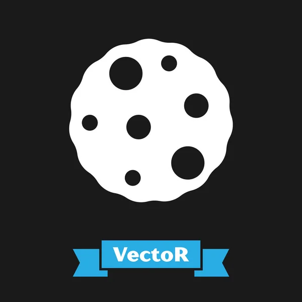 White Cookie oder Keks mit Schokoladensymbol isoliert auf schwarzem Hintergrund. Vektor — Stockvektor