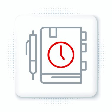 Line Daily Kağıt Not Defteri simgesi beyaz arkaplanda izole edildi. Renkli taslak konsepti. Vektör