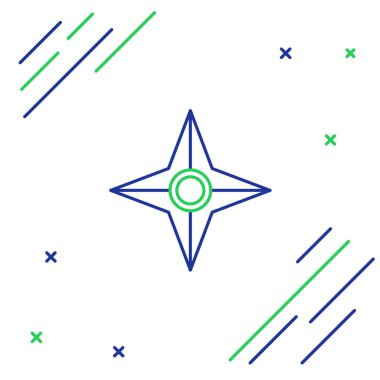 Japon çizgi ninja shuriken simgesi beyaz arkaplanda izole edildi. Renkli taslak konsepti. Vektör