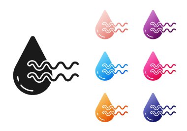 Siyah Geri Dönüşüm Temiz Su simgesi beyaz arka planda izole. İşaret geri dönüşümlü bir damla su. Simgeleri renklendirin. Vektör