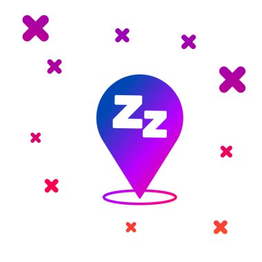 Beyaz arkaplanda izole edilmiş Uyuyan Renk simgesi. Uykucu zenci konuşma balonu. Kademeli rastgele dinamik şekiller. Vektör