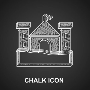 Tebeşir Kumu Kalesi simgesi siyah arkaplanda izole edildi. Vektör