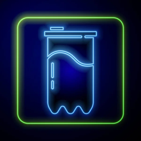 Zářící neon Vodní filtr ikona kazety izolované na modrém pozadí. Vektor — Stockový vektor