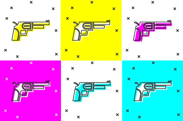 Set Revolver gun icon isolated on color background. Vector — Stock Vector