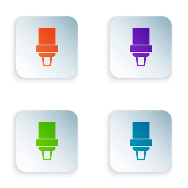 Color Safety belt icon isolated on white background. Seat belt. Set colorful icons in square buttons. Vector — Stock Vector