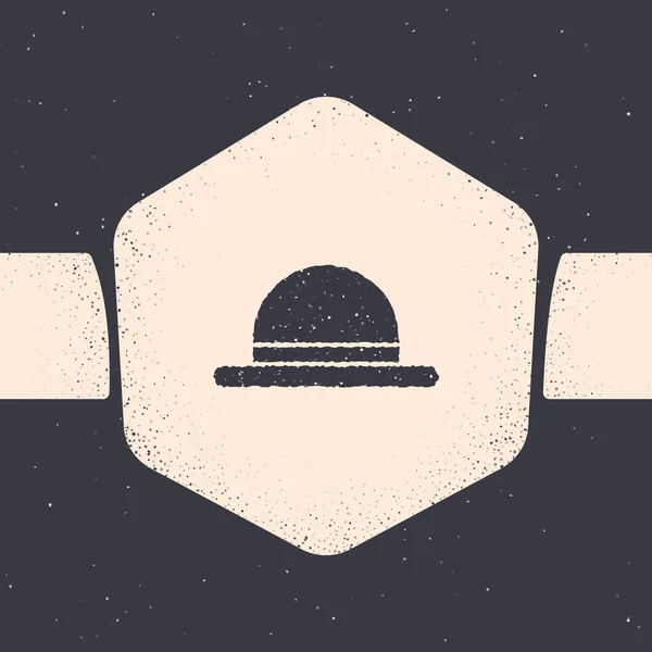 Grunge Klobouk ikona izolované na šedém pozadí. Klobouk. Černobílý vinobraní. Vektor — Stockový vektor