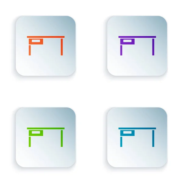 Ikona barevného stolu sady Office izolovaná na bílém pozadí. Nastavit barevné ikony do čtvercových tlačítek. Vektor — Stockový vektor