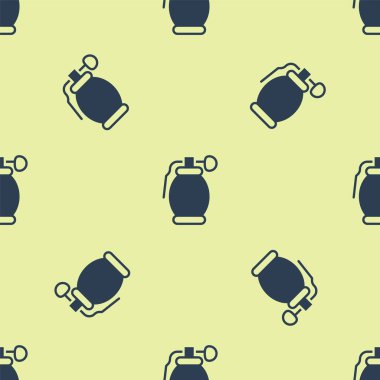 Mavi El bombası ikonu sarı arka planda kusursuz desen izole etti. Bomba patlaması. Vektör