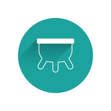 Beyaz Meme simgesi uzun gölgeli. Yeşil daire düğmesi. Vektör