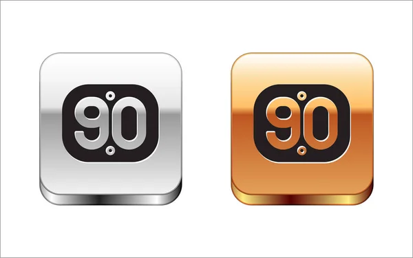 Fekete 90-es évek Retro ikon elszigetelt fehér háttér. 90-es évek plakátja. Ezüst és arany négyzet gombok. Vektor — Stock Vector