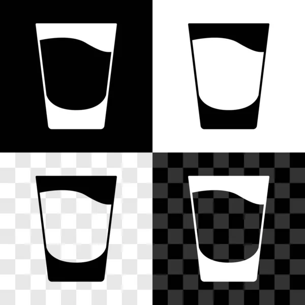 Set Shot glass icon isolated on black and white, transparent background. Vector — Stock Vector