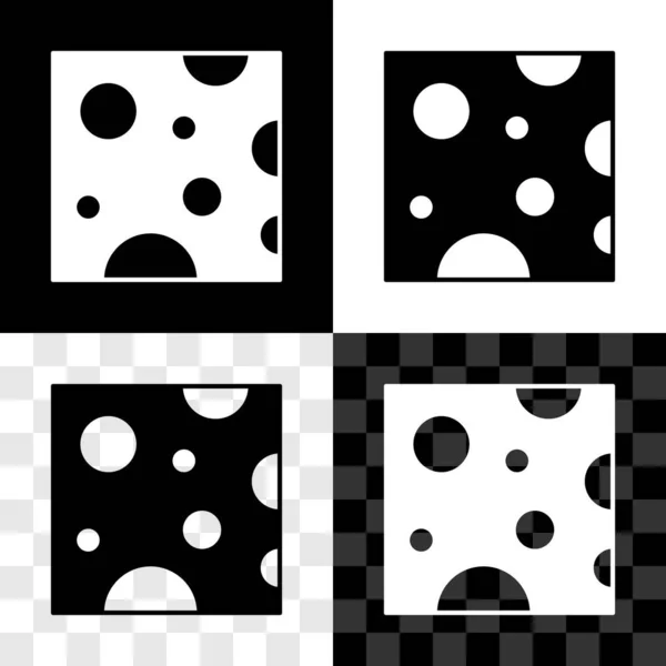 Ensemble icône de fromage isolé sur fond noir et blanc, transparent. Vecteur — Image vectorielle