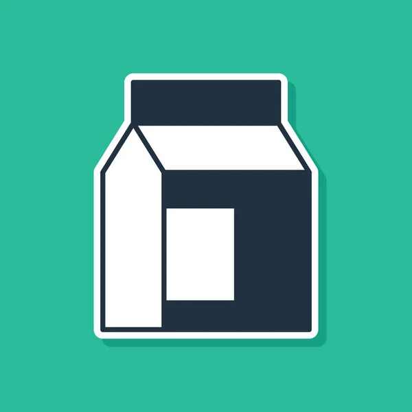 Blue Paper Paket für Milch Symbol isoliert auf grünem Hintergrund. Zeichen der Milchverpackung. Vektor — Stockvektor