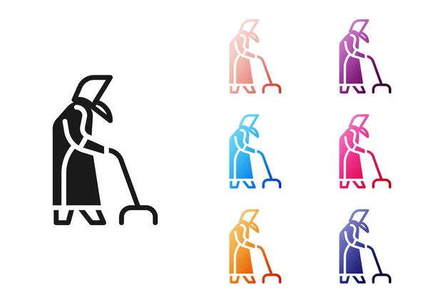 Icona Nonna Nera isolata su sfondo bianco. Set icone colorate. Vettore — Vettoriale Stock