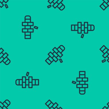 Mavi çizgi seksek ikonu yeşil arka planda kusursuz desen izole etti. Çocuklar için asfalt kaplama çizimi. Vektör