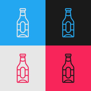 Pop sanat eseri bira şişesi ikonu renk arkaplanında izole edilmiş. Vektör