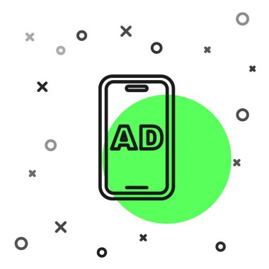 Beyaz arkaplanda siyah çizgi reklam simgesi izole edildi. Pazarlama ve tanıtım süreci kavramı. İlgili reklamlar. Sosyal medya reklamcılığı. Vektör