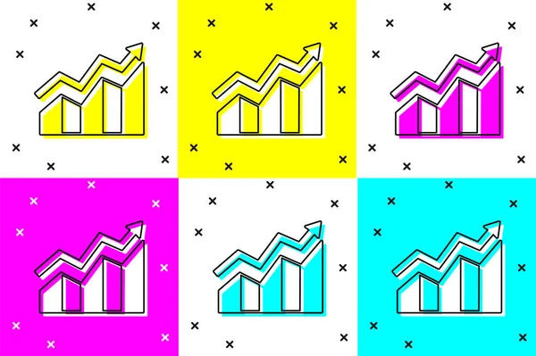 Definir ícone de aumento de crescimento financeiro isolado no fundo de cor. Aumentar a receita. Vetor —  Vetores de Stock