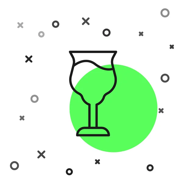 Černá čára Skleněná ikona izolované na bílém pozadí. Znamení sklenice na víno. Vektor — Stockový vektor
