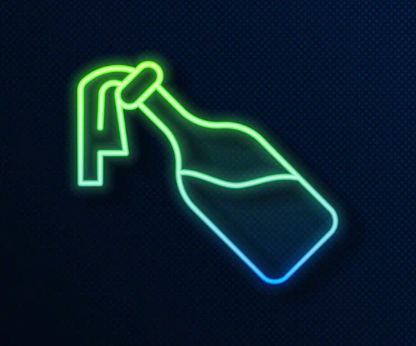 Λάμψη νέον γραμμή Cocktail Molotov εικονίδιο απομονώνονται σε μπλε φόντο. Διάνυσμα — Διανυσματικό Αρχείο