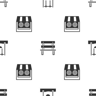 Set Swing, Bench and Shooting gallery on seamless pattern. Vector