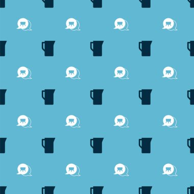 Süt sürahisini, sürahiyi ve memeyi pürüzsüz desene ayarlayın. Vektör