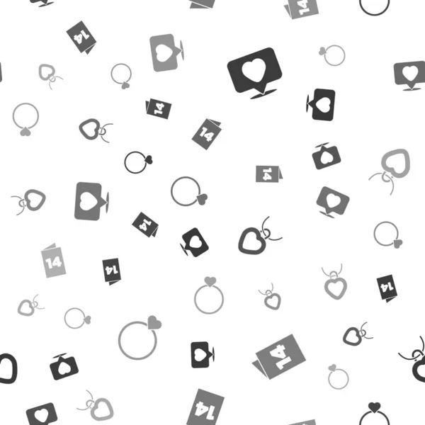 Set Like and heart, Greeting card, Necklace with shaped and Wedding rings on seamless pattern. Vector — 图库矢量图片
