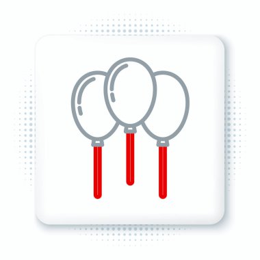 Beyaz zemin üzerinde şerit simgesi olan çizgi balonları. Renkli taslak konsepti. Vektör.