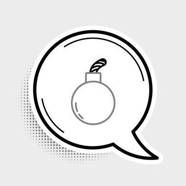 Hat bombası, gri arka planda izole edilmiş ikonu patlatmaya hazır. Renkli taslak konsepti. Vektör.