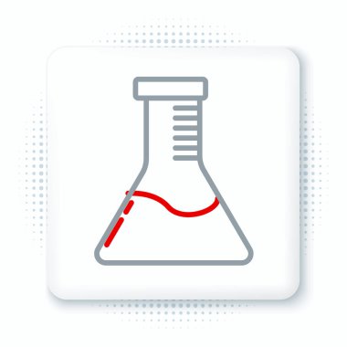 Çizgi Test tüpü ve kimyasal test ikonu beyaz arka planda izole edildi. Laboratuvar cam levhası. Renkli taslak konsepti. Vektör.