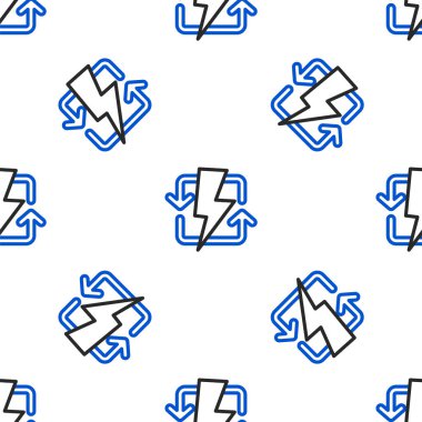 İkonun yeniden şarj edilmesi beyaz arkaplanda izole edilmiş pürüzsüz desen. Elektrik enerjisi işareti. Renkli taslak konsepti. Vektör.