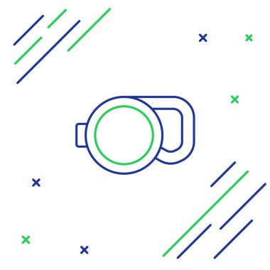 Beyaz arka planda izole edilmiş karabina ikonu ile geri çekilebilir halat tasması. Evcil köpek liderliği. Açık hava yürüyüşü için hayvan aksesuarı. Renkli taslak konsepti. Vektör.